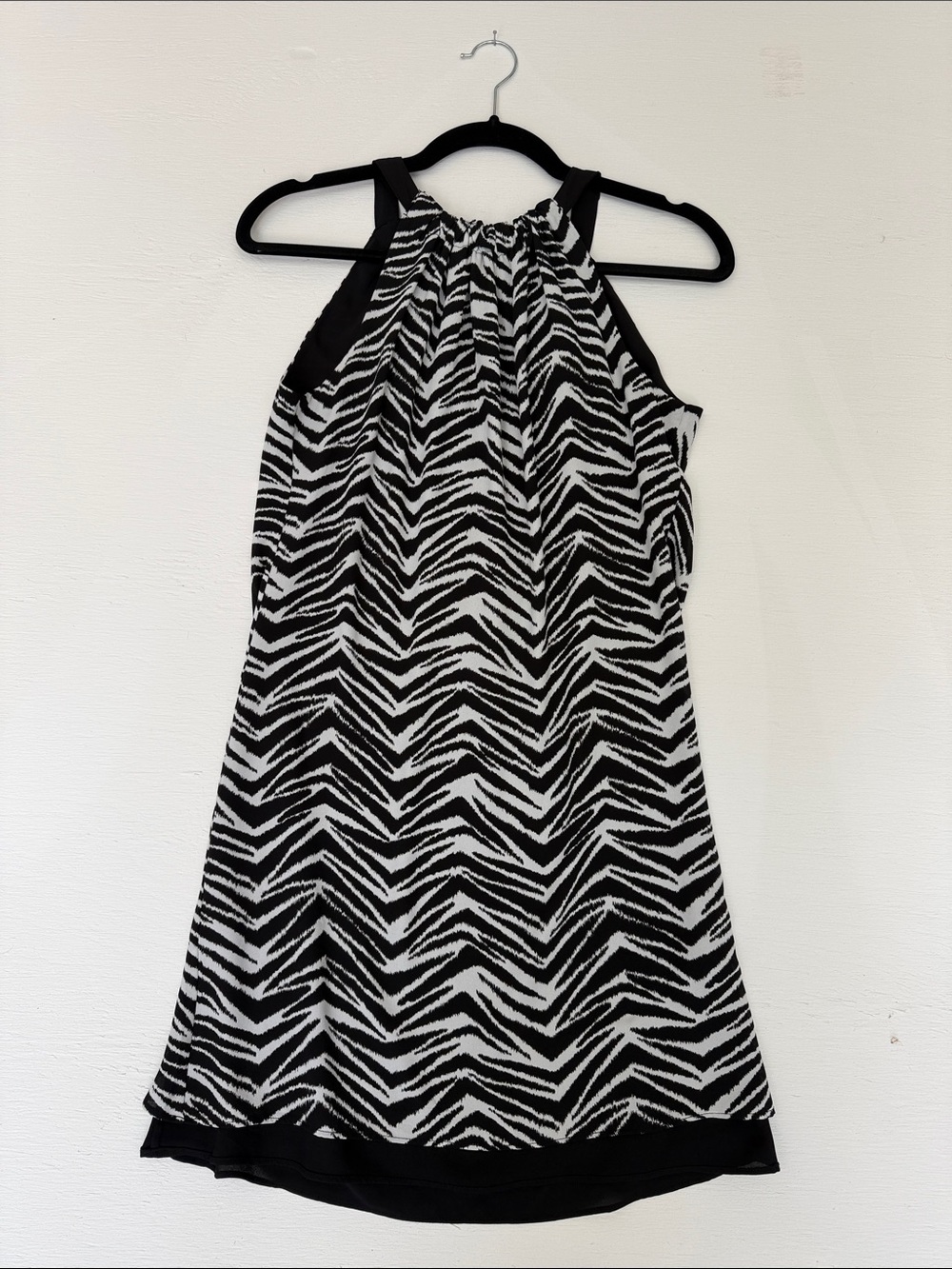 White House Black Market Reversible Black & White Zebra Halter dress